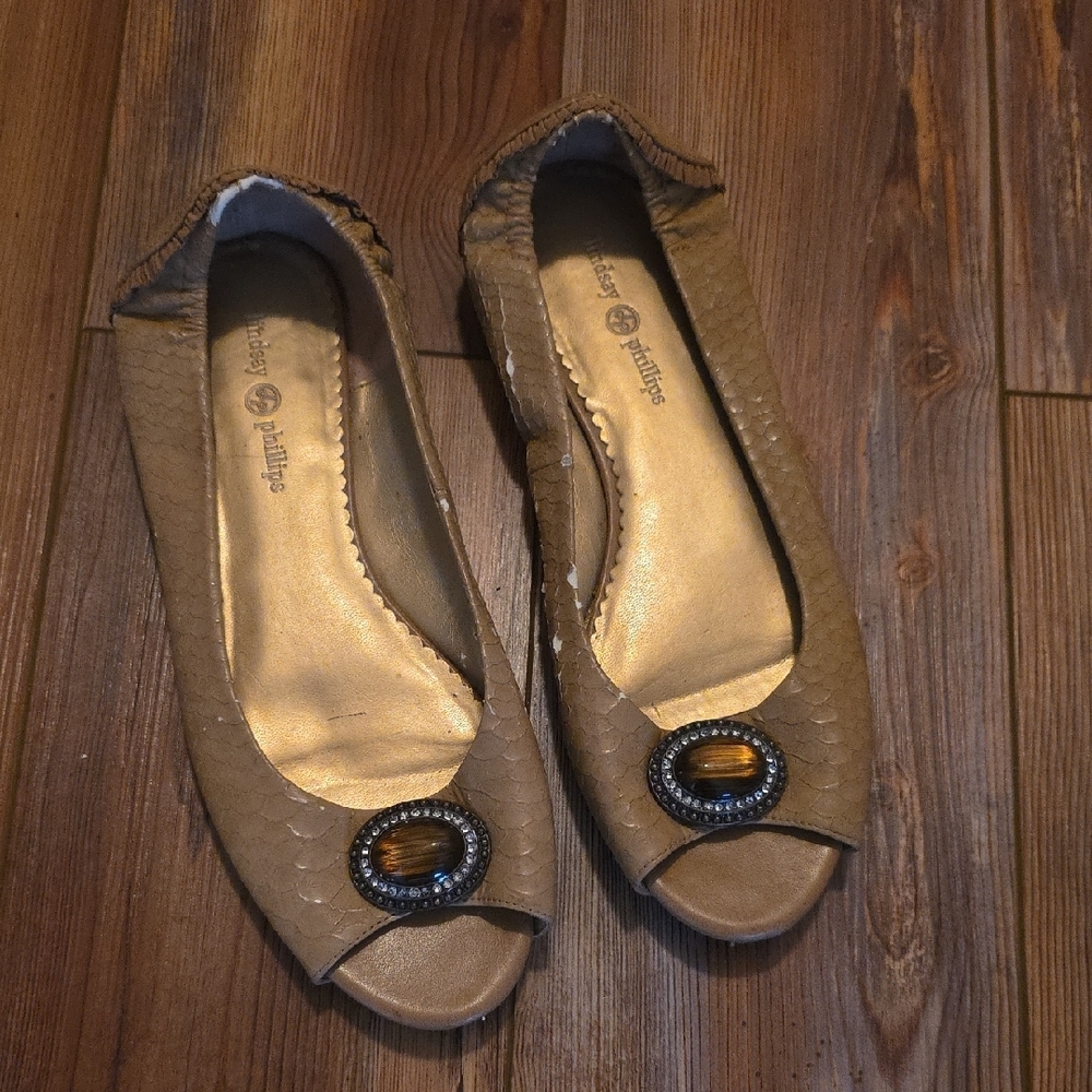 Lindsay Phillips Brown Flats with Suede Finish